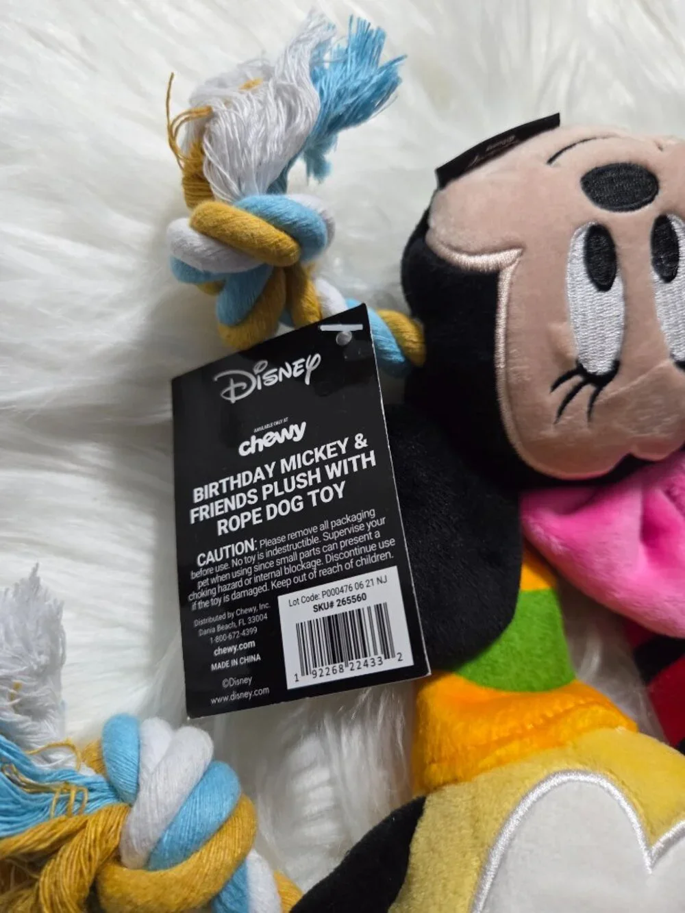 Chewy x Disney Birthday Mickey & Friends Plush Rope Dog Toy